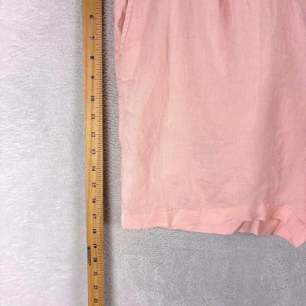 J.Crew Oarsman Shorts Mens 35 (36) Pink Linen Pleated Preppy Beach Hamptons